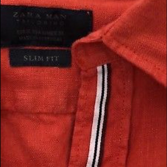 Men’s Zara Red Linen Shirt - Picture 4 of 4